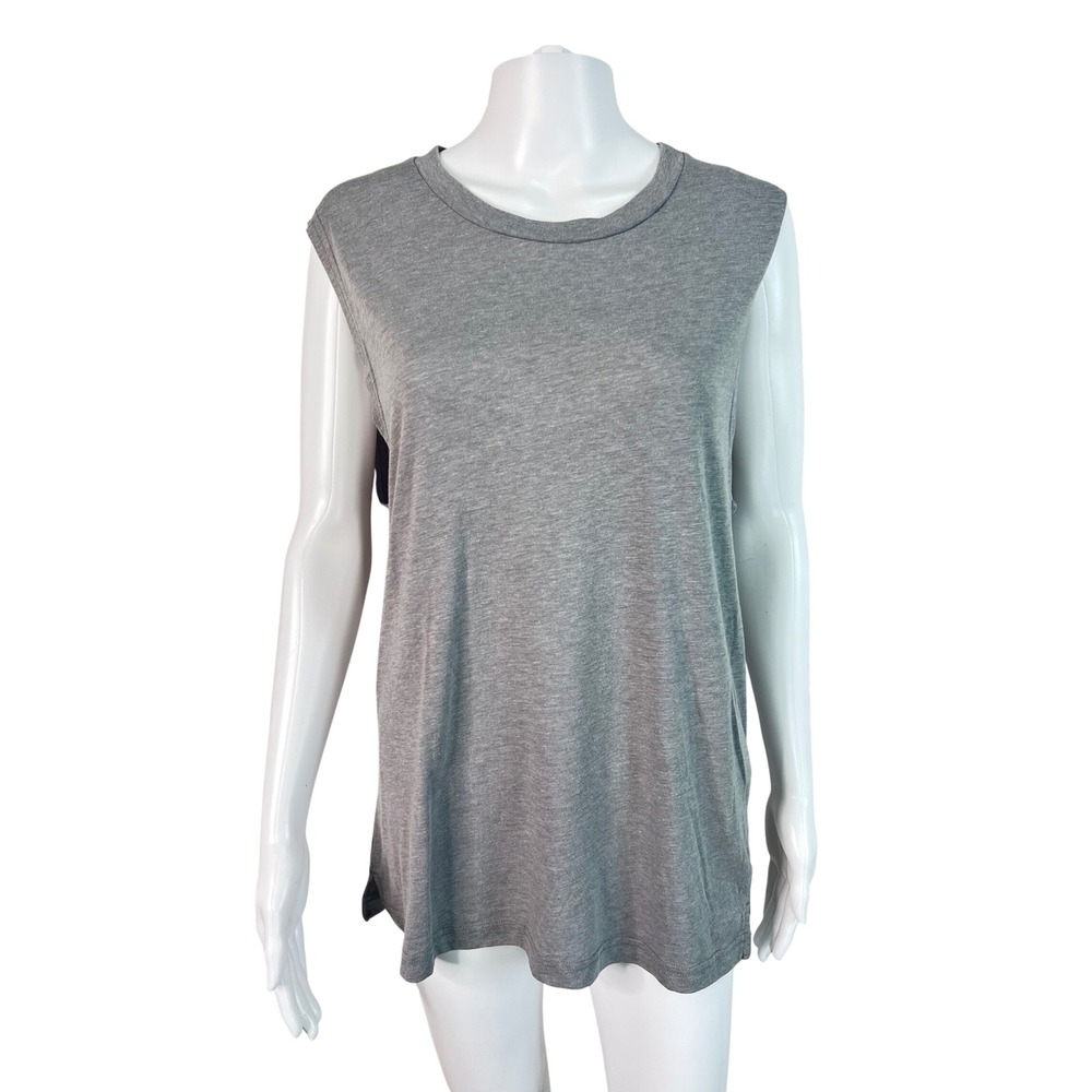 Alo Womens Top Yoga Gray Muscle Tank Sleeveless Crew Neck Workout Size S *READ